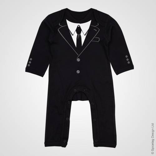 Business Suit Baby Grow Jacket Newborn Bodysuit Long Sleeve Sleeved Legs Wedding Formal Costume Top Romper Black tie Gift Present Outfit