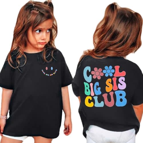 Big Sister Shirt Cool Big Sis Club Letter Printed Shirt Big Sister Announcement for Toddler Girls Outfit