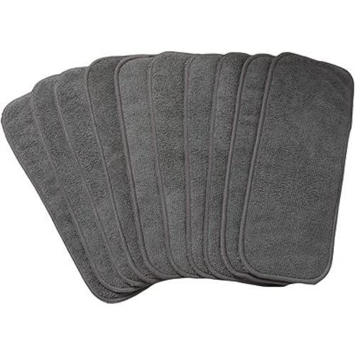 10pcs Reusable Soft 3 Layers Inserts for Baby Cloth Diaper,High Absorbing Washable Liners (10pcs-Grey Inserts)