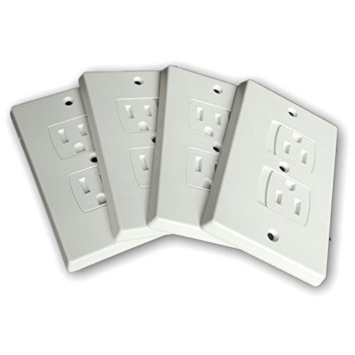 Self-Closing Electrical Wall Outlet Covers for Baby Proofing, Premium Plastic, Standard-Size Child Proof Outlet Cover, 4.6 x 3 Inches, Pack of 4, White - Wonderkid