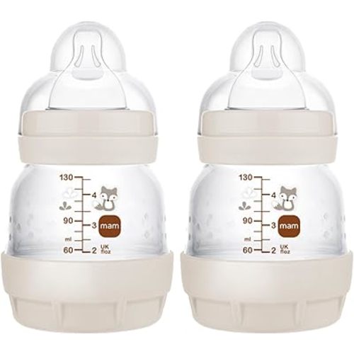MAM Easy Start Anti-Colic Baby Bottles, Extra Slow Flow, Breastfeeding-Like Silicone Nipple Bottle, Reduces Colic, Gas, & Reflux, Easy-to-Clean, BPA-Free, Vented Baby Bottles for Newborns, 0-3 Months