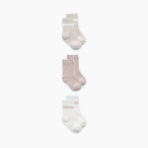Snugabye Baby Crew Socks (3 Pack) - Eggnog, 0-12M