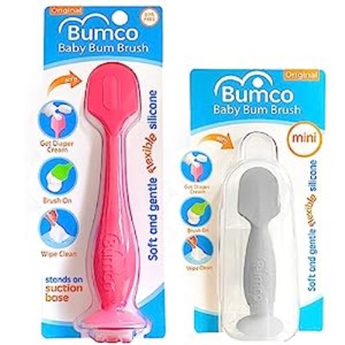 Amazon.com: Bumco 2-PACK Diaper Cream Spatula - FULL-SIZE + MINI Baby Bum Brush with TRAVEL CASE - Diaper Cream Applicator for Baby - Baby Necessities - Suitable for Aquaphor, Desitin - Pink & Gray : Baby