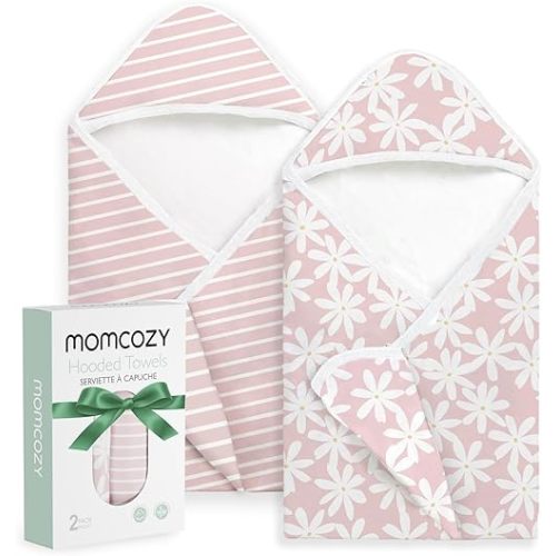 Momcozy Baby Towel with Hooded - Ultra Soft & Absorbent Large Bath Towel Set for Comfort & Gentle on Baby's Skin - Shower Gift & Bath Essential & Baby Registry Search for Newborn,Infant,Toddler,Kids
