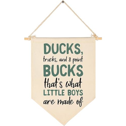 Duck Hunting Nursery Decor-Deer Wall Decor-Birthday Christmas Gift-Canvas Hanging Flag Banner Wall Sign Decor Gift for Nursery Bedroom Playroom Front Door Baby Kids Boy Teen