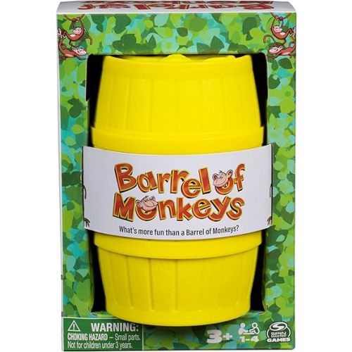 Spin Master Games, Barrel of Monkeys Retro Linking Fun for Preschoolers, Family Games, 1& Up Players, for Ages 3 & Up