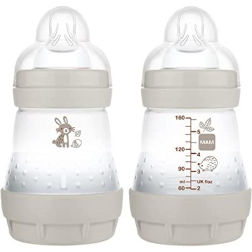 MAM Easy Start Anti Colic 5 oz Baby Bottle, Easy Switch Between Breast and Bottle, Reduces Air Bubbles and Colic,Newborn, Matte/Unisex, 2 Count (Pack of 1)