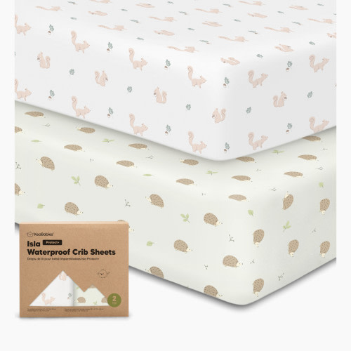 KeaBabies 2-Pack Isla (Protect+) Waterproof Crib Sheets - Nibbles/Bruce