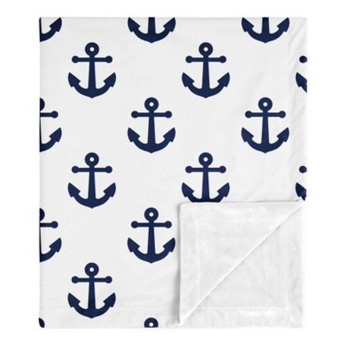 Sweet Jojo Designs Gender Neutral Baby Security Blanket Sailor Blue and White