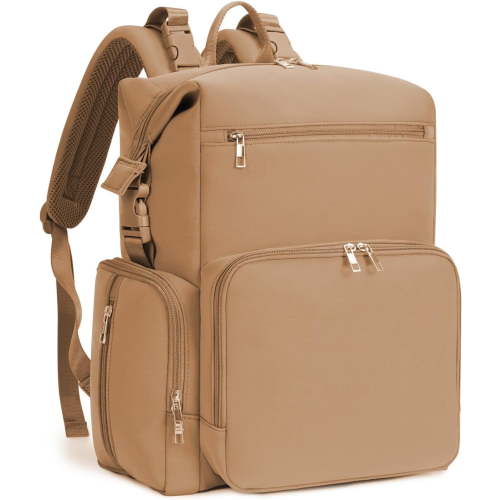 Neoprene Diaper bag Backpack Waterproof Baby Changing Bags for Mom and Dad with Changing Pad Large Travel Maternity Tote with Insulated Pockets and Organised Compartments (Oat)