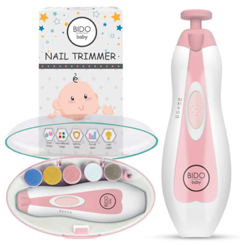 Baby Nail Trimmer File Electric-Safe Baby Nail Clippers,Manicure Kit for Newborn Toddler and Kids,12 Grinding Heads and LED Light, Pink or Blue (Pink) : Baby