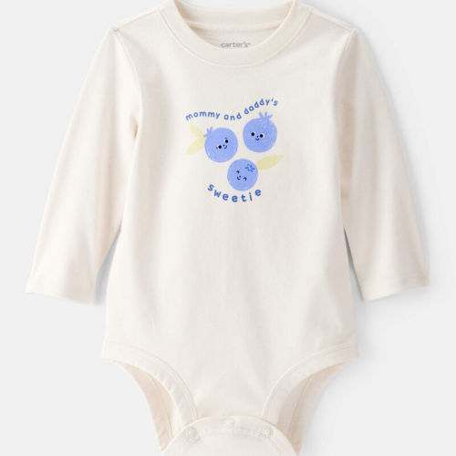 White Baby Girl Cotton Long-Sleeve Graphic Bodysuit - White | Carter’s Oshkosh Canada