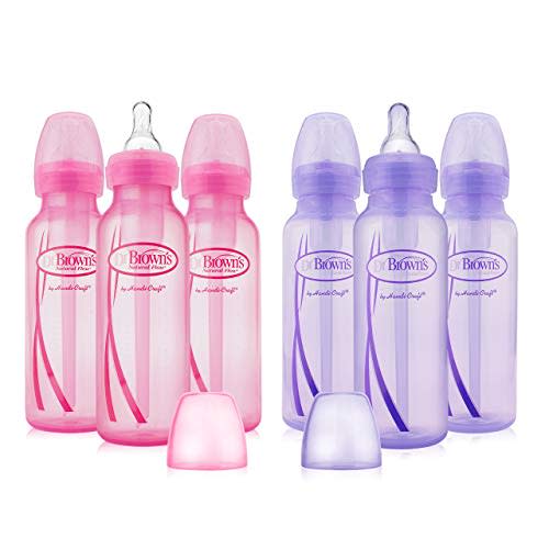 Dr. Brown's Girls' Bottles - 3 (8 oz.) Lavender, 3 (8 oz.) Pink (6 Pack)