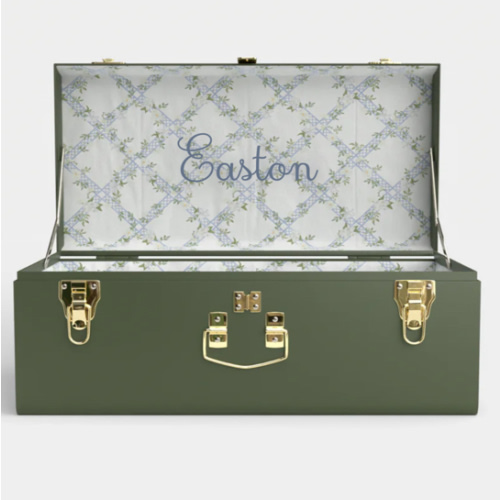 Petite Classic Trunk - Green - Timeless Trellis / Embroidery