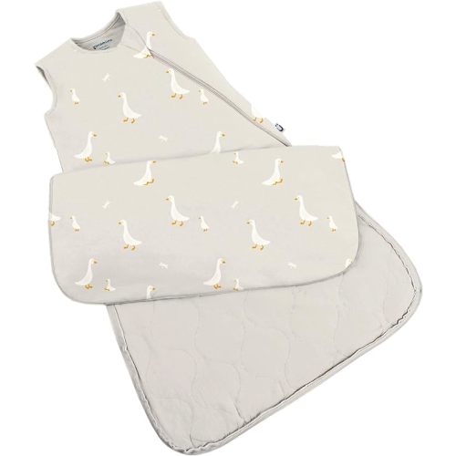 GUNAMUNA Toddler Wearable Blanket, Sleeping Bag Bamboo Rayon, Sleep Sack with Diaper Zipper, 1.0 TOG - Goose - 3-9 Months