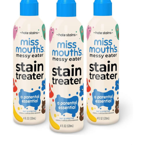 Miss Mouth's Messy Eater Stain Treater Spray - 4oz 3 Pack Stain Remover - Newborn & Baby Essentials - No Dry Cleaning Food, Grease, Coffee Off Laundry, Underwear, Fabric