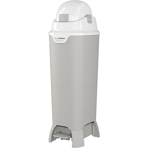 Foundations Hands Free Tall Diaper Pail with Airtight Lid - Durable & Odorless Diaper Disposal, Large Capacity, Holds up to 60 Newborn Diapers, Refill with Any Bags, Gray (9622057)