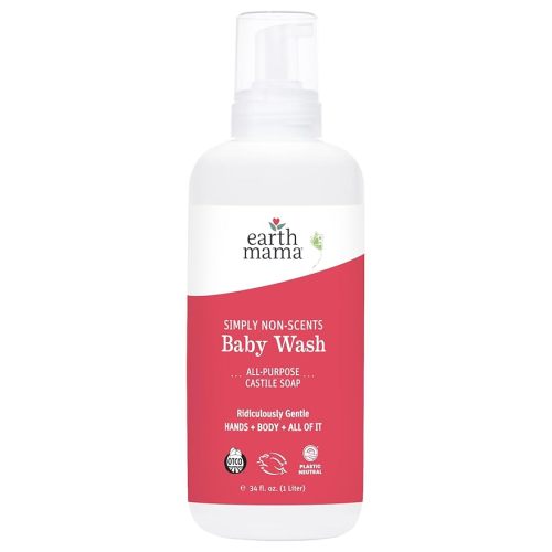 Earth Mama Simply Non-Scents Baby Wash Foaming Hand Soap, Organic All-Purpose Fragrance Free Body Wash for Sensitive Skin, Castile Soap with Coconut Oil, Shea Butter, Calendula, & Aloe, 34floz - 34 Fl Oz (Pack of 1)