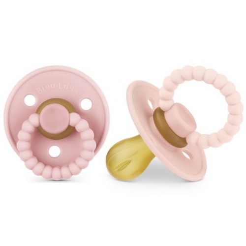 Bleu La La Luladream Pacifier - Natural Rubber Nipple - Soft Teething Handle - for Infants Baby's and Toddlers - Blush Pink + Rose Petal