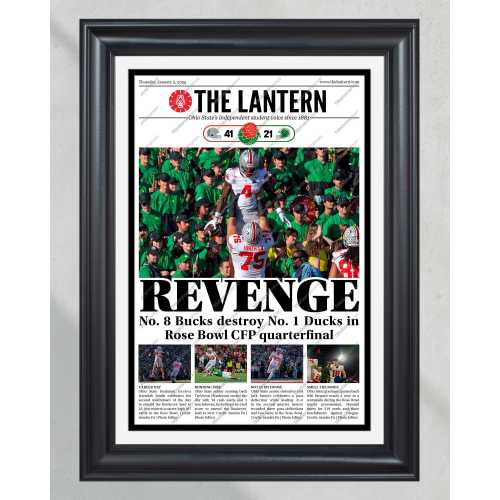 2024 Ohio State Beats Oregon “REVENGE” The Lantern Commemorative Framed Newspaper