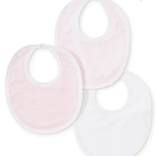 Pink Stripe 3 Pack Bib Set w/ Tulle Bag