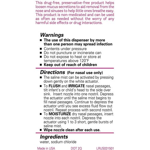 Little Remedies Sterile Saline Nasal Mist, Safe for Newborns, 3 oz - 3 Fl Oz (Pack of 1)