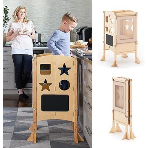 Guidecraft Classic Kitchen Helper® Toddler Tower and 2 Keepers - NATURAL