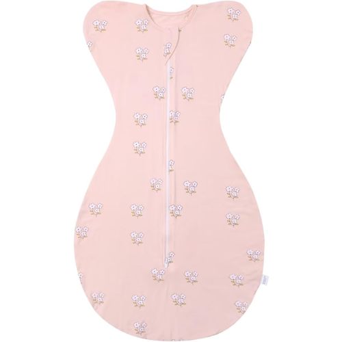 Baby Transition Swaddle - Arms Up Swaddle with 2-Way Zipper - Sleep Sack 0.5 TOG Pink Large 6-9 Months