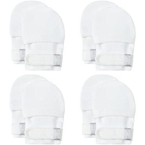 HAPIU Baby No Scratch Mittens Stay On, 100% Cotton Breathable, Adjustable Infant Gloves for Boys Girls, Newborn - 12 M