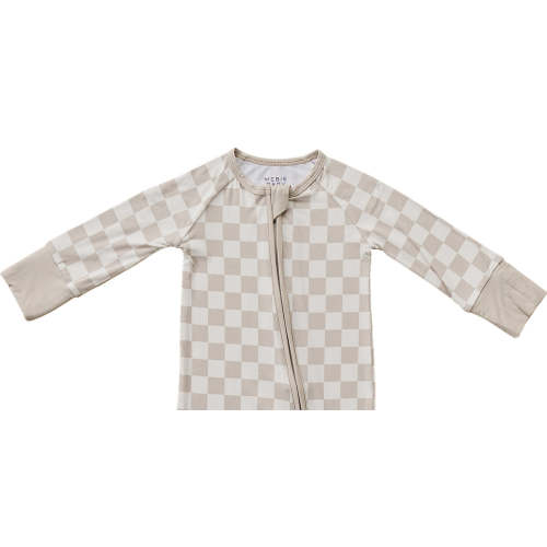 Taupe Checkered Bamboo Zipper