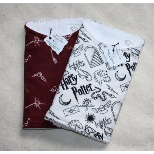 Harry Potter Baby Burp Cloths Set of 2 with Harry Potter Flannels and Terry Lining for Baby Harry Potter Boy Gift or Harry Potter Girl Gift