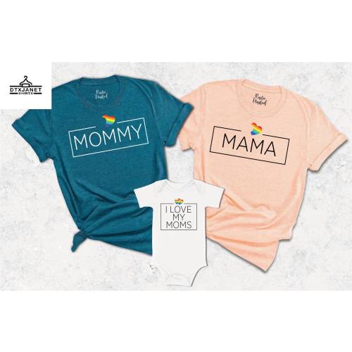 Two Lesbian Moms Shirt,Two Moms Pride Shirt,Lesbian Baby Shower,LGBTQ Shirt,Family Matching Shirt,Lesbian Moms Fall Gift, Gay Pride Shirt