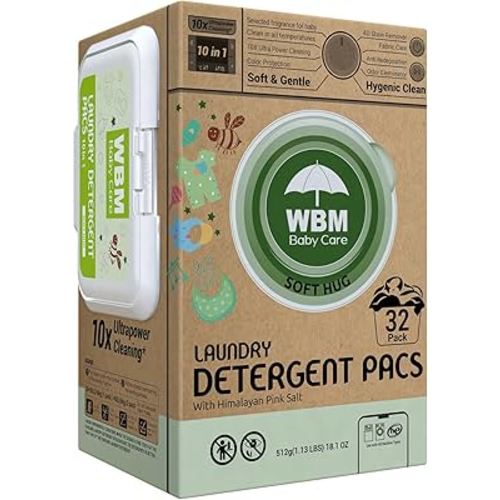 Baby Care Laundry Detergent Pods, 32 Count | Baby Laundry Pods Specially Designed For Babies Clothes | Soft Hug Fragrance With 10x Ultra Power Cleaning