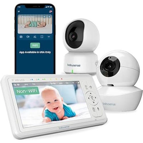 Babysense Baby Monitors Bundle - 2.4GHz WiFi Camera with App & Separate Non-WiFi Video Baby Monitor with Camera and Audio (Products Don't Connect/Pair with Each Other)