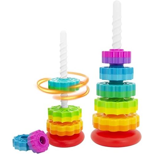 Baby Spin Stack Toy,Premium Stacking Toy for Kids,Baby Spinning Toy,Stacking Toy for Babies and Toddlers,Educational Toddler Learning Toys,Autism Spin Stack Toys,Rainbow Spinning Wheel Toys