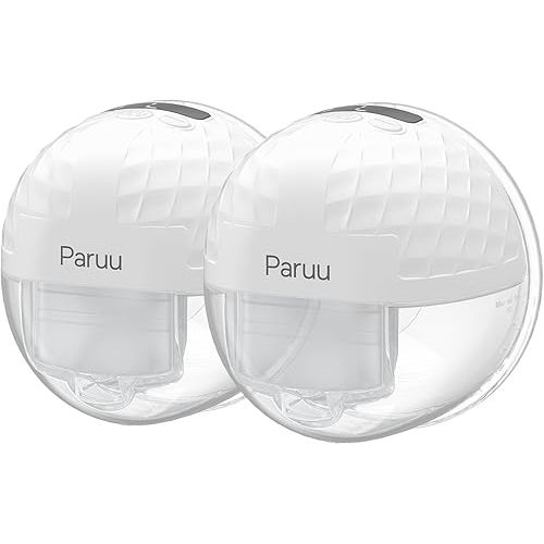 Paruu P10 Hands Free Breast Pump Wearable, 338mmHg Strong Suction, Low Noise, 4 Modes & 9 Levels, Electric Breast Pump Portable, Smart Display, 19/21/24/28mm Insert/Flange, 2 Pack (White)