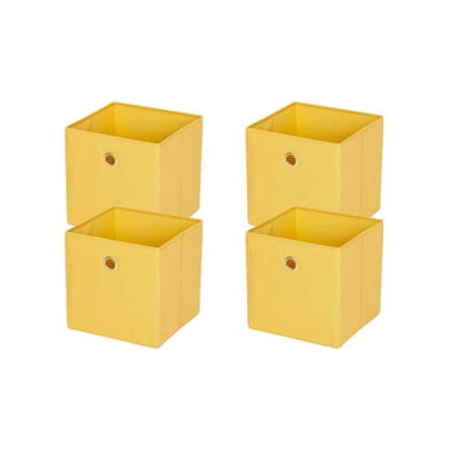 Mainstays Collapsible Fabric Cube Storage Bins (10.5" x 10.5"), 4 Pack, Golden Curry