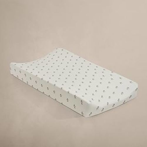 Oilo Changing Pad Cover, Breathable Organic Cotton Fitted Jersey, 300 Thread Count, Machine Wash, Fits Standard Changing Pads (32" x 16"), Heirloom Organic Collection, Mushroom
