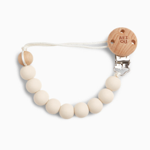 Silicone Pacifier Clip - Oat Milk