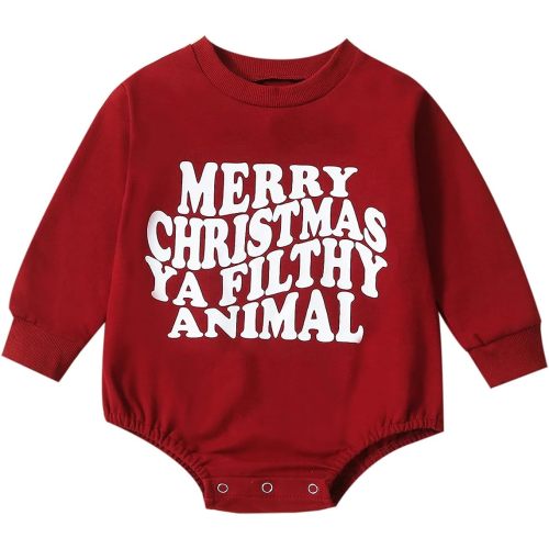 FYBITBO My First Christmas Baby Girl Boy Outfit Sweatshirt Romper Sweater Onesie Long Sleeve Bodysuit Fall Clothes