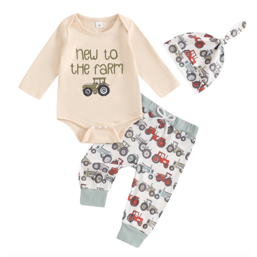 NEW TO THE FARM Outfit with Beanie - Hazel & Bo