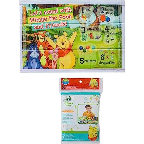 Disney Winnie The Pooh Table Topper Disposable Stick-on Placements in Reusable Package, 50 Count, Basic (10165)