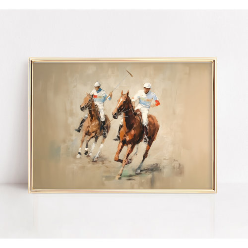 VINTAGE POLO ART printable, vintage polo players painting, polo fan gift, vintage polo art, digital download, oil painting printable, eq-1