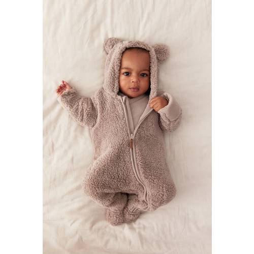 H&M Fuzzy Bear Onesie, 1-2 months