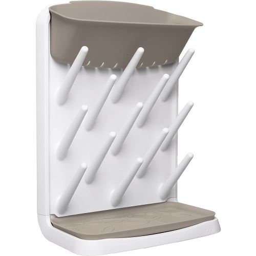 Ubbi Vertical Baby Bottle Drying Rack, Space Saving Countertop Drying Rack Baby Accessory, Taupe