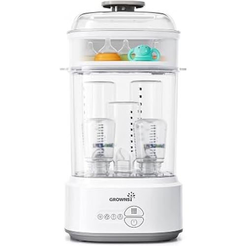 GROWNSY Bottle Sterilizer and Dryer, Compact Electric Steam Baby Bottle Sterilizer (Esterilizador de Biberones), Bottle Sanitizer for Baby Bottles, Pacifiers, Pump Parts