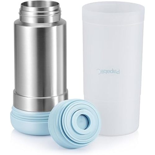 Papablic Portable Travel Baby Bottle Warmer On The Go, Fits Most Car Cup Holders, 12 OZ Stainless Steel Bottle Warmer, Leak-Proof, Safe & Easy to Clean