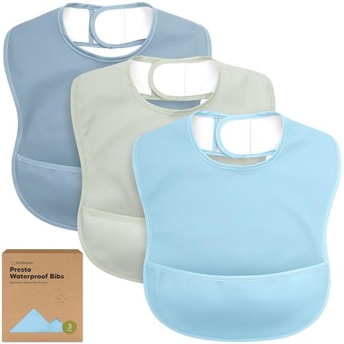 KeaBabies 3-Pack Waterproof Baby Bibs for Eating (Ocean)