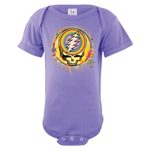 Grateful Dead Rainbow Splatter Steal Your Face Short Sleeve Baby One Piece