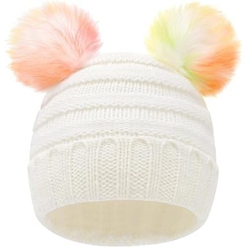 Girl Beanies Pompom Winter Knitted Hat Toddler Beanies Infant Winter Hat Cap for Boys Girls(3-24M)